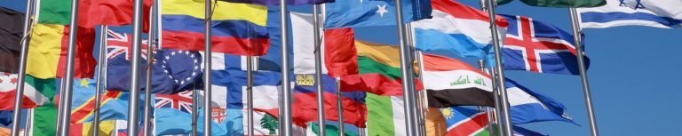 International flags from various countries next to each other
