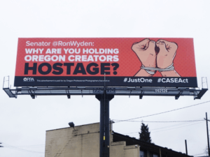 CASE Act Billboard Portland, Oregon Ron Wyden hold on Case Act