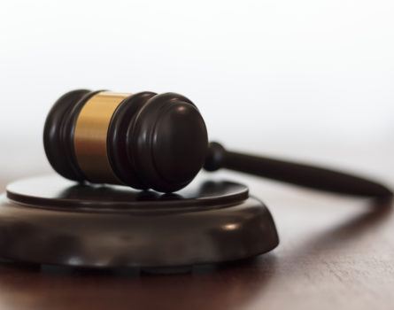 Judge's gavel on white background