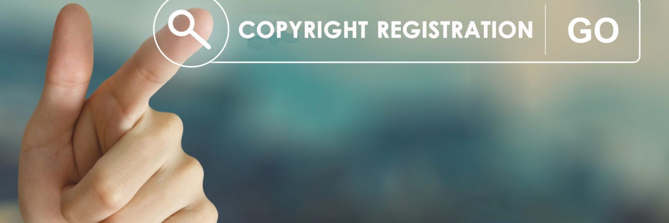 hand pointing to search option for copyright registrations