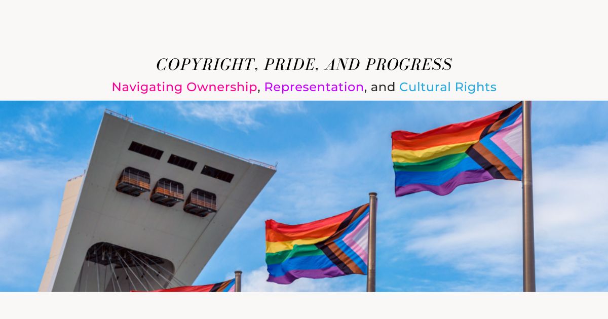 Progress pride flag's copyright is Creative Commons