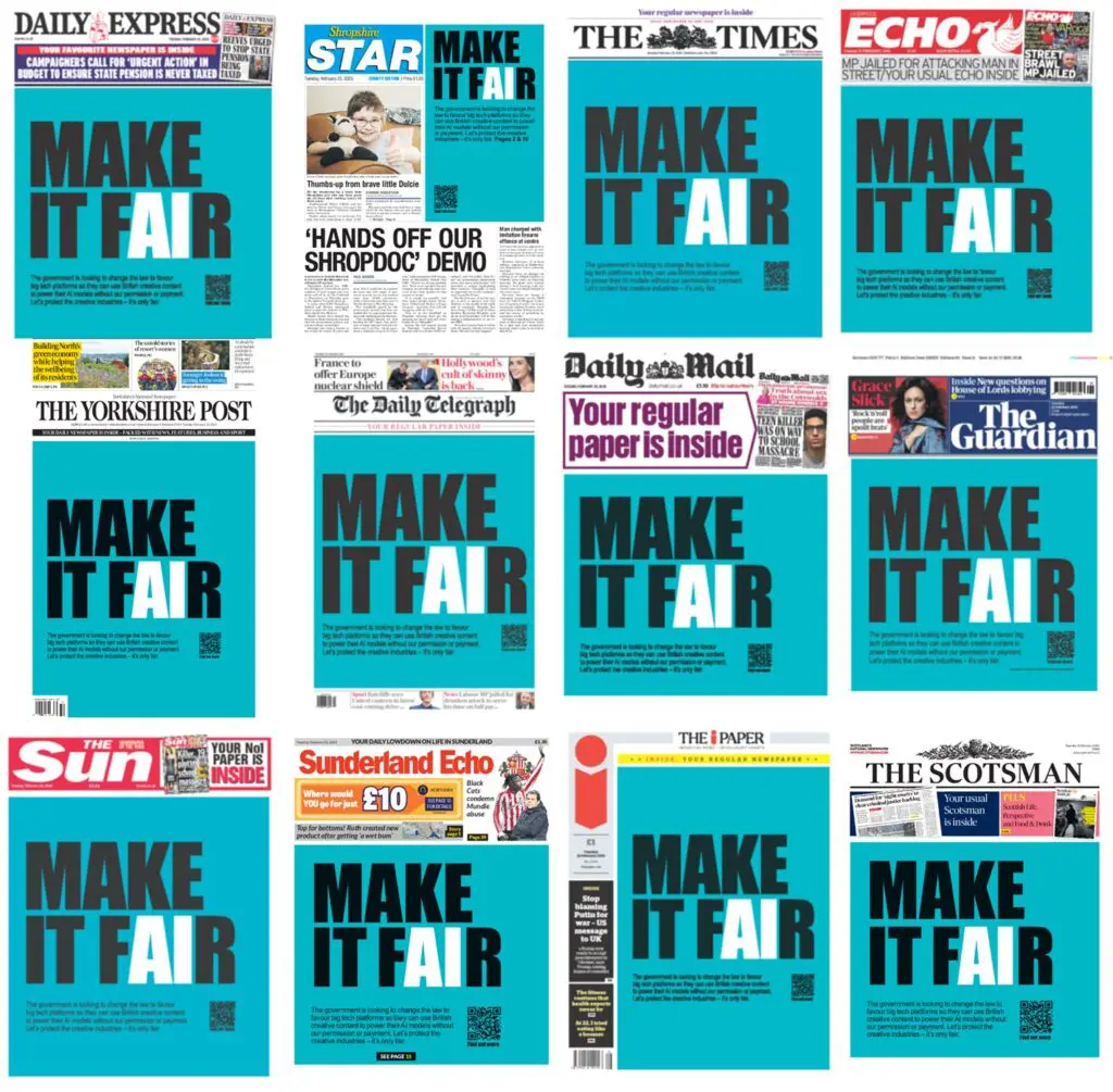 Photo credit: News Media Association UK; Make It Fair Campaign